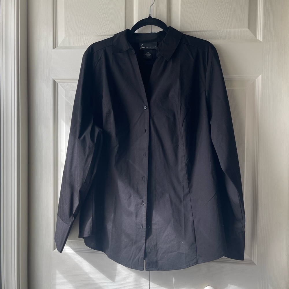 Lane Bryant Black Button-Up Blouse